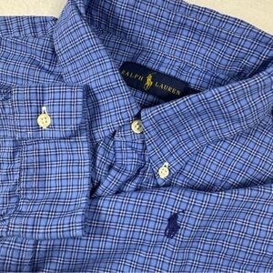 Polo‎ Ralph Lauren Men’s XL Blue Plaid Classic Fit Cotton Shirt